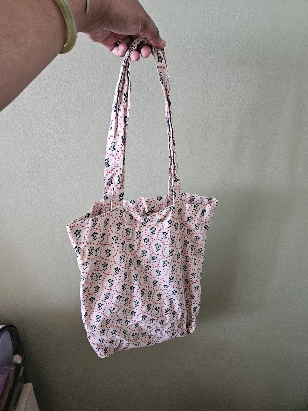 Uniqlo Pink Floral Print Cotton Tote
